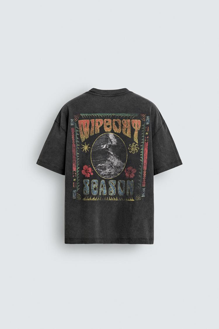 ZARA WASHED SURF PRINT T-SHIRT