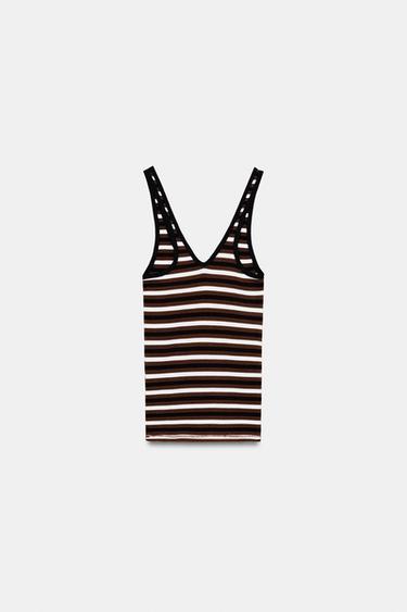 STRIPED STRAPPY TOP - brown/white by Zara - Image 6