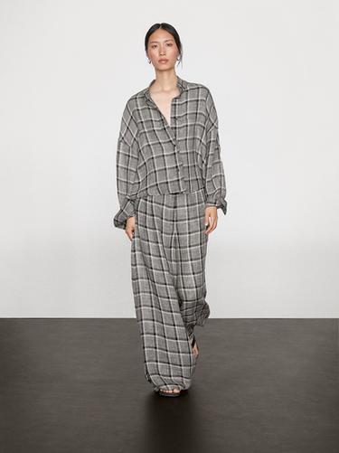 Zara 100% linen check shirt - Gray
