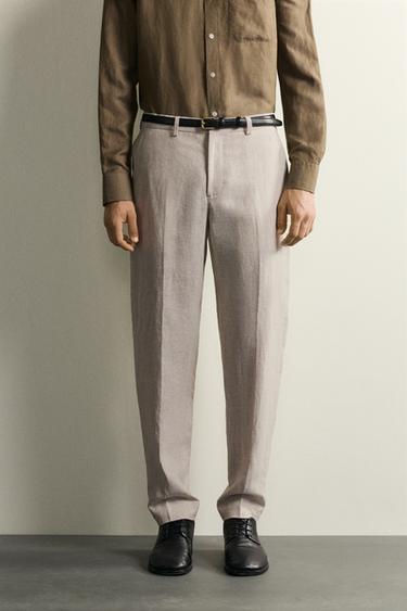 100% LINEN SUIT TROUSERS - Light beige by Zara
