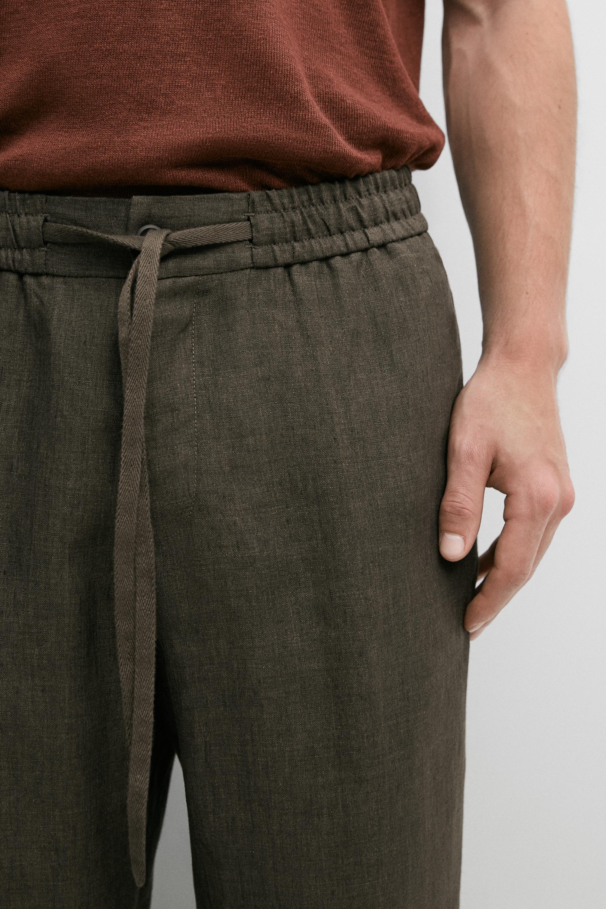100% linen jogger fit trousers