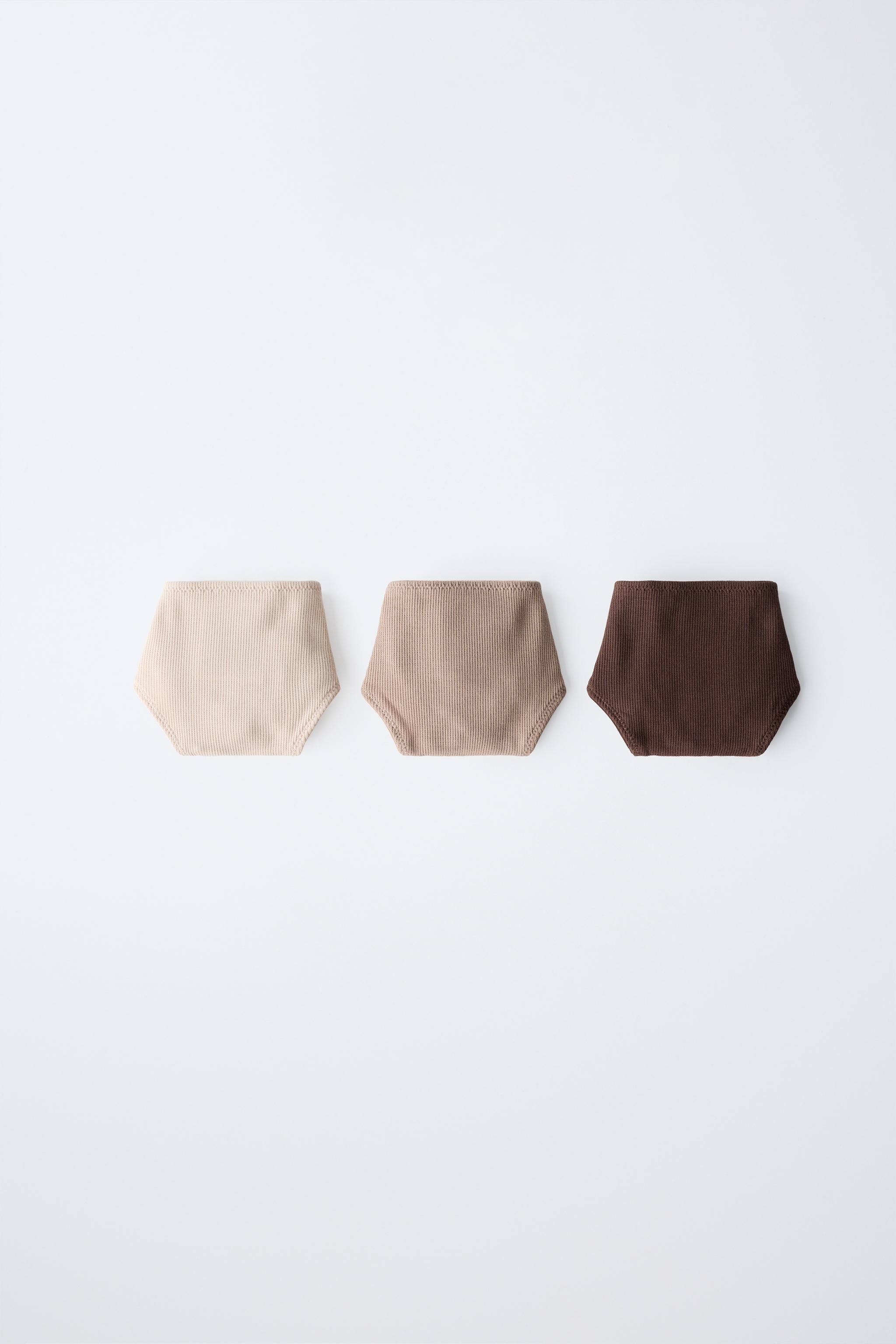 AGES 8-14/ THREE-PACK STRIPED AND FLORAL PANTIES — taupe brown