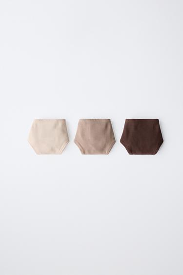 Zara 8-14 YEARS / THREE-PACK STRIPED AND FLORAL BRIEFS - taupe brown