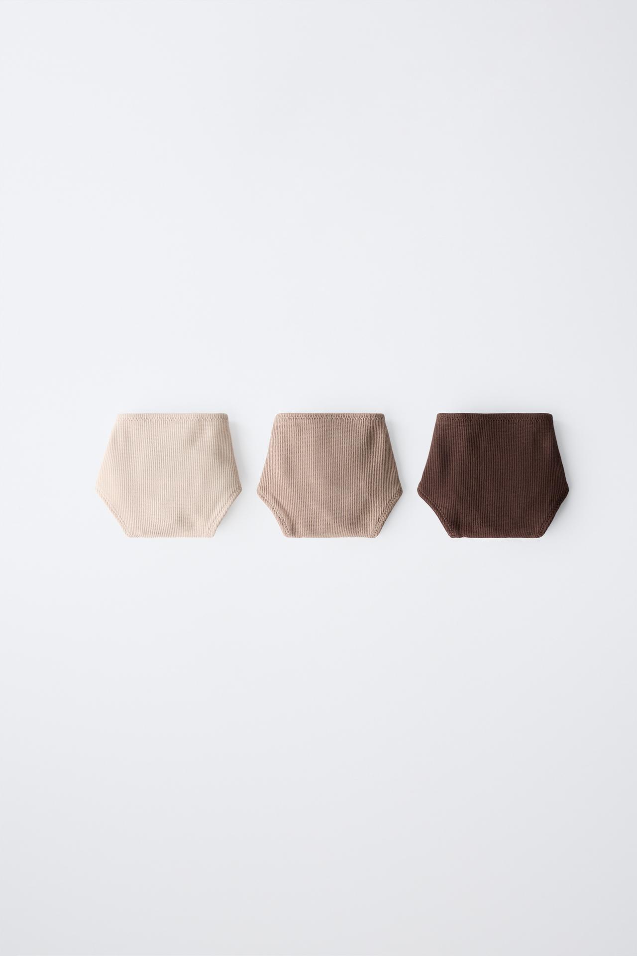 8-14 YEARS / THREE-PACK STRIPED AND FLORAL UNDERWEAR — taupe brown
