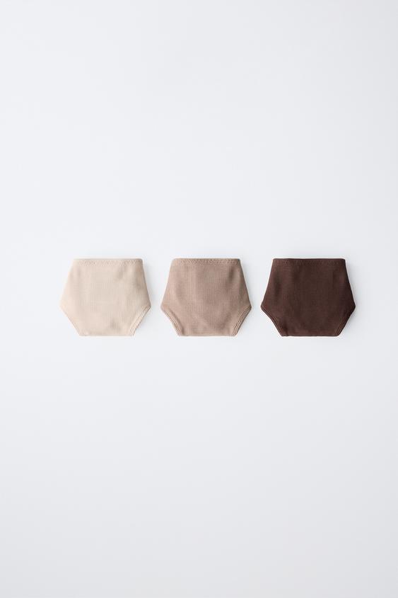 8-14 YEARS/ 3-PACK OF STRIPED AND FLORAL BRIEFS - camel by Zara - Image 0