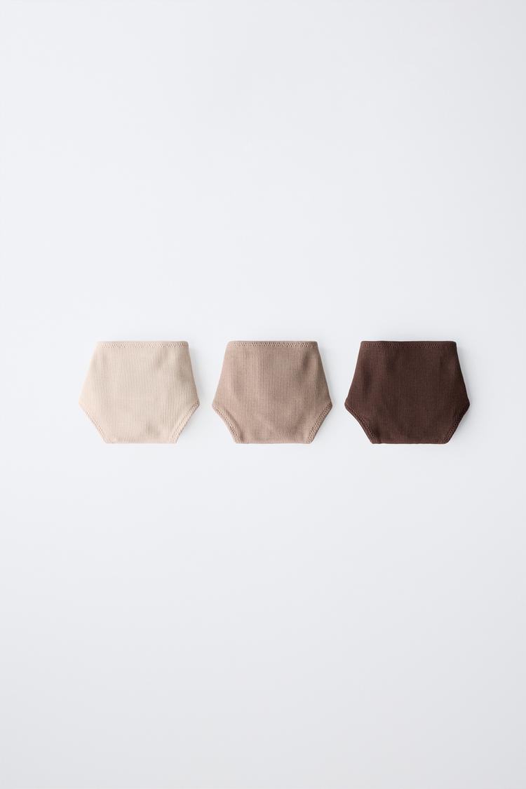 8-14 YEARS / THREE-PACK STRIPED AND FLORAL UNDERWEAR — taupe brown