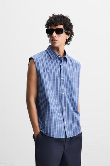 CHEMISE RELAXED FIT À CARREAUX - Bleu de Zara - Image 1