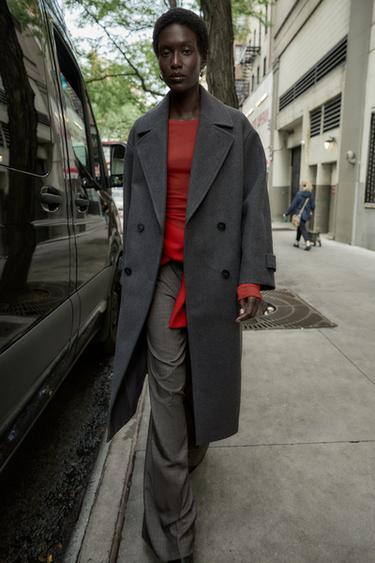 Zara SOFT OVERSIZED COAT - Gray