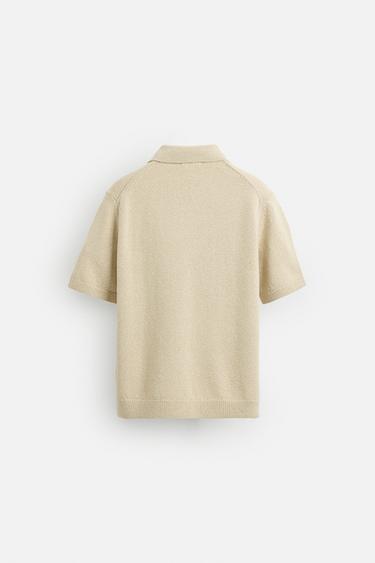 POLO EN MAILLE STRUCTURÉE - Marron clair de Zara - Image 7