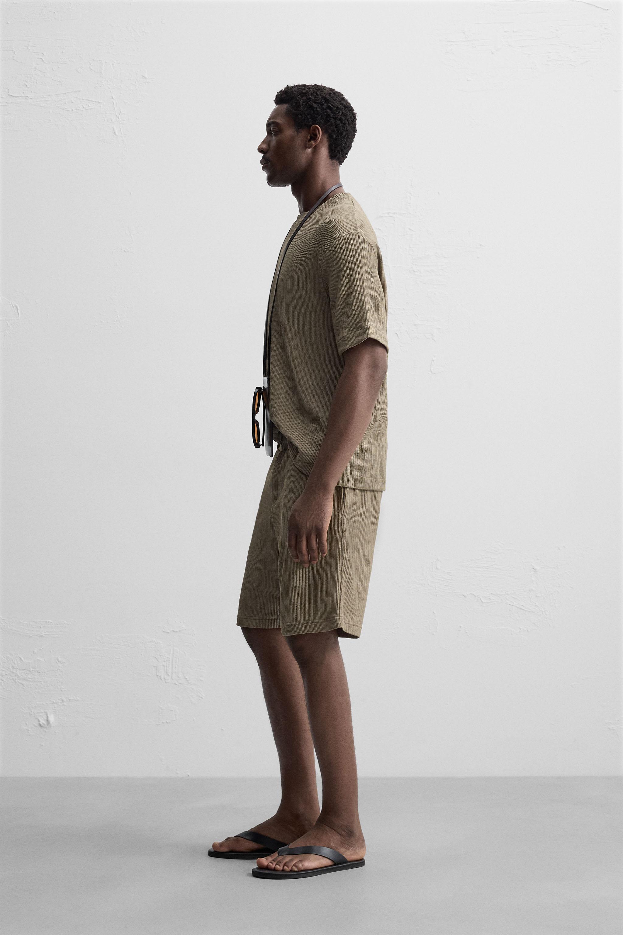 イレギュラーテクスチャーTシャツ - ブラウン/モール | ZARA