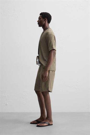 IRREGULAR TEXTURE T-SHIRT - Brown / Taupe by Zara - Image 3