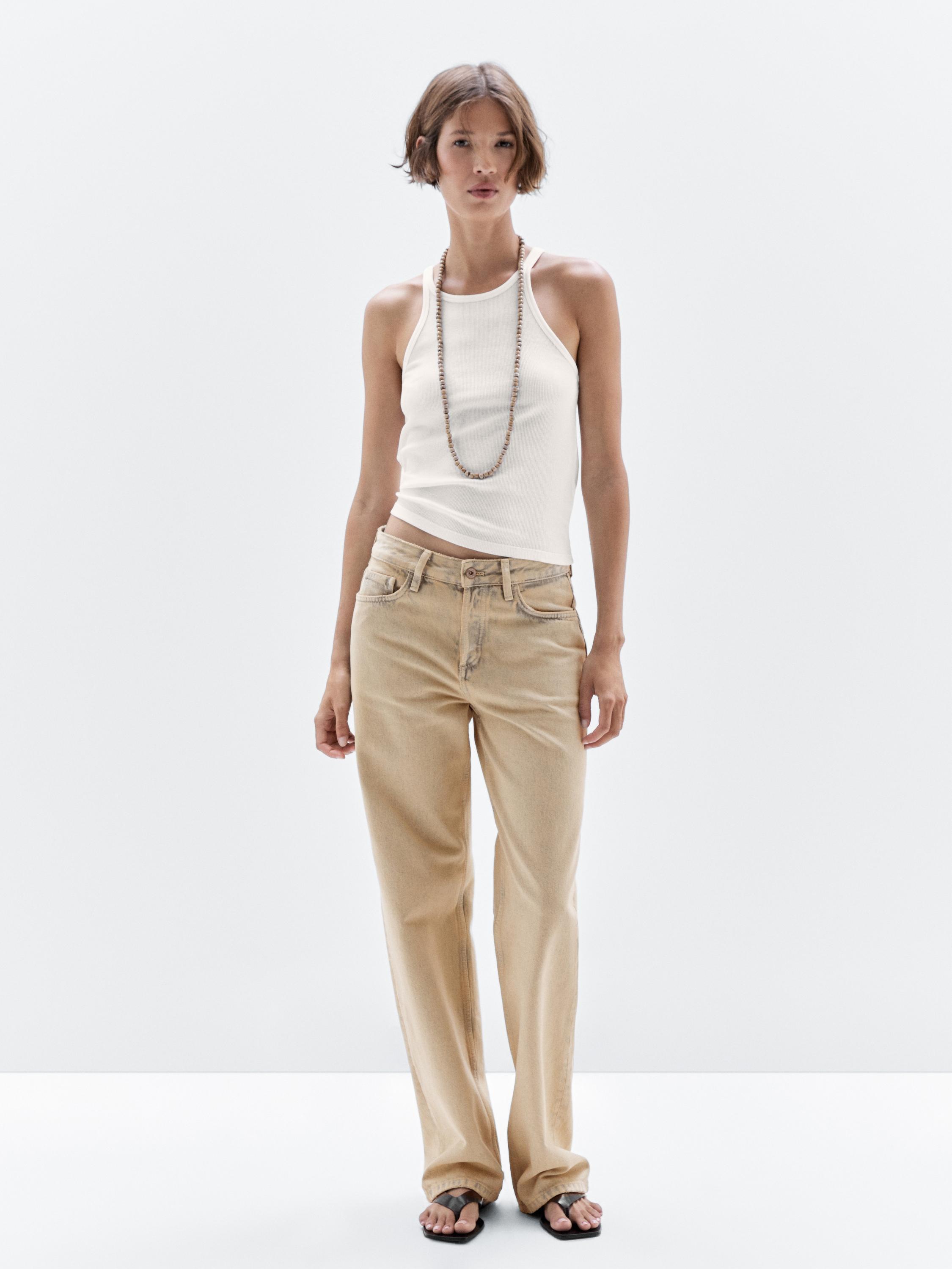 Jean large mid-rise coton