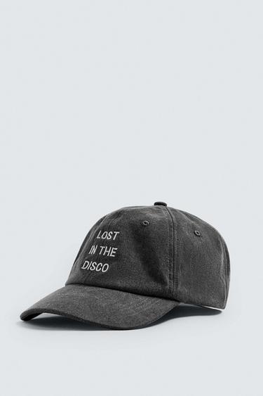 Zara EMBROIDERED WASHED CAP - Black