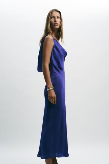 ROBE MIDI STYLE LINGERIE ORNEMENTS - Bleu encre de Zara - Image 2