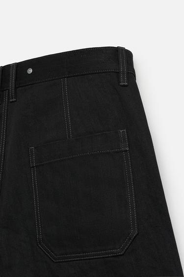 BAGGY FIT DENIM BERMUDA SHORTS WITH STITCHING - Black by Zara - Image 8