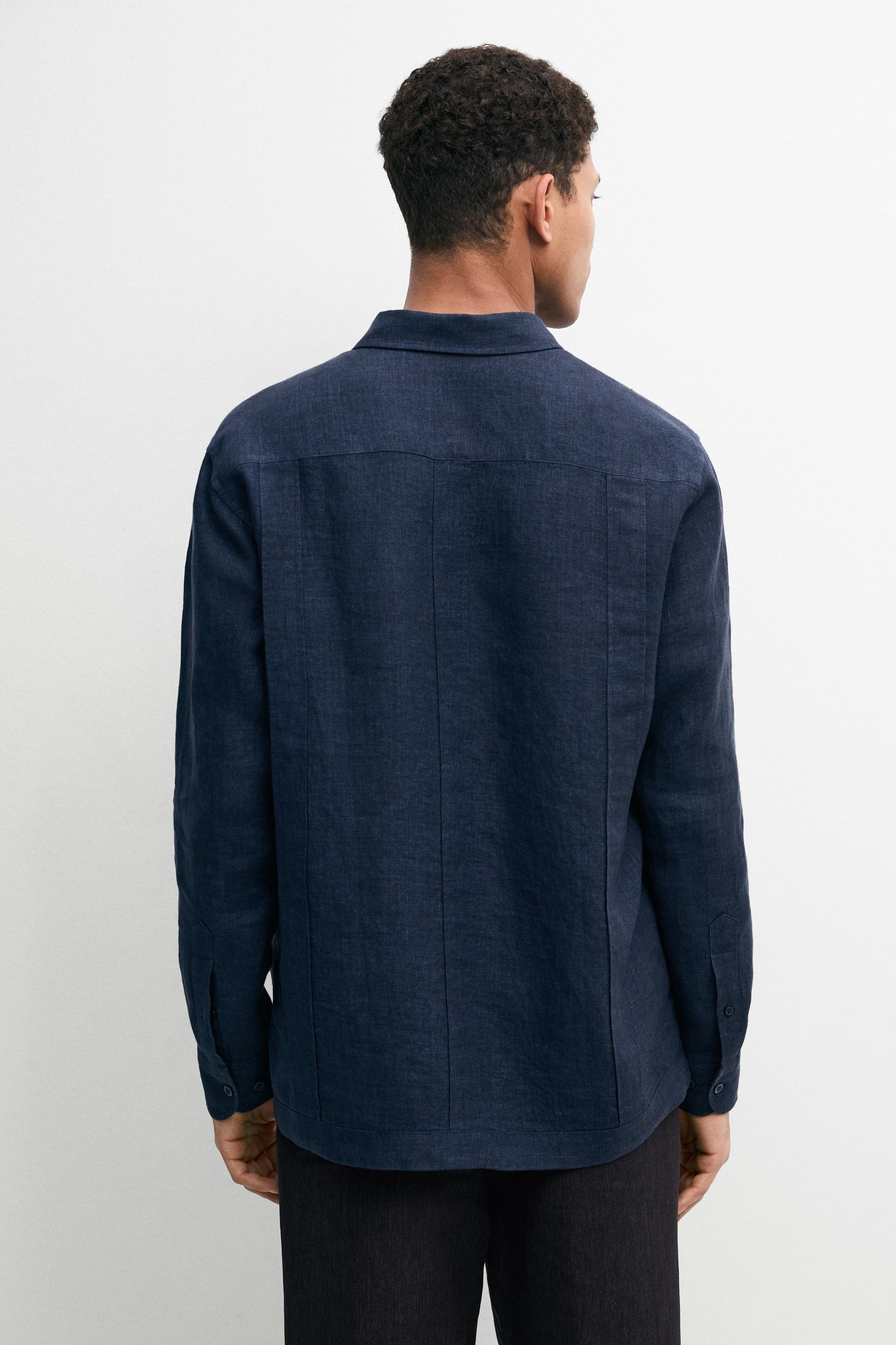 Chemise regular fit poches 100 % lin