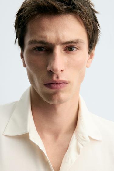 COTTON AND WOOL SHIRT - Oyster-white by Zara