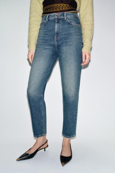 JEANS Z.01 MOM FIT TIRO ALTO - Biru dari Zara