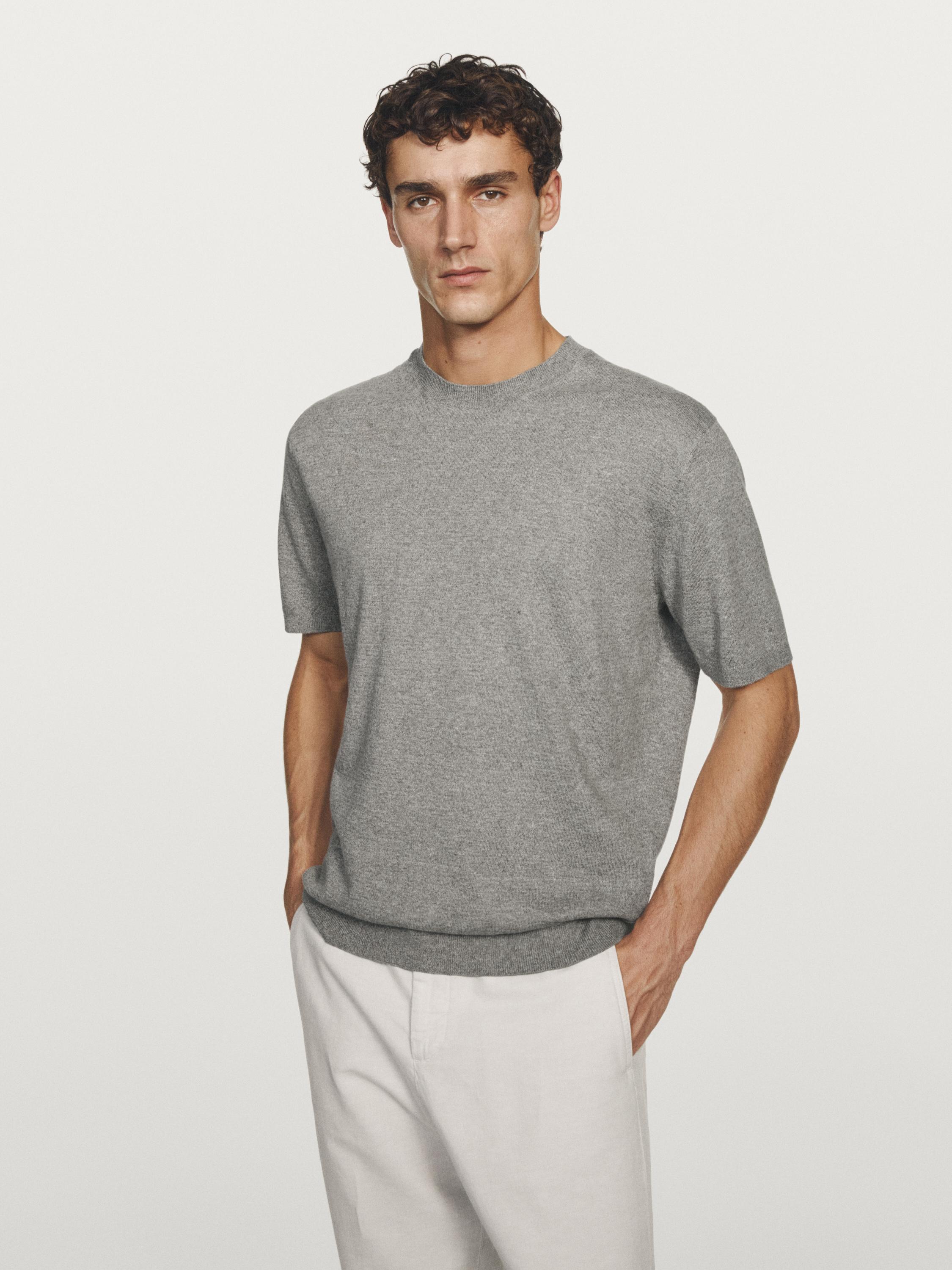 Short sleeve melange knit T-shirt