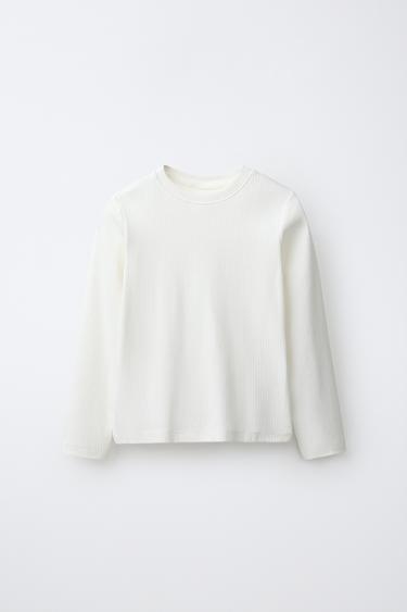 PLAIN RIBBED T-SHIRT - White by Zara - Image 0