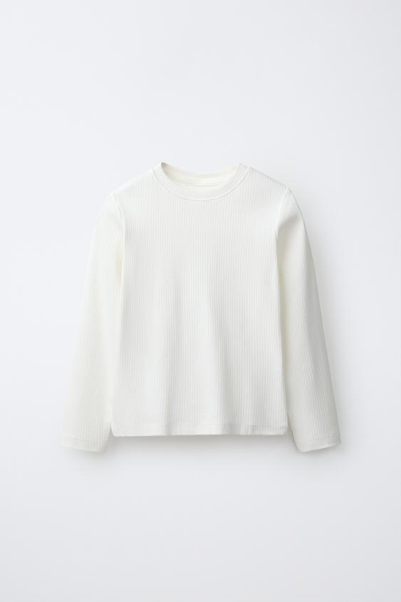 PLAIN RIBBED T-SHIRT - White by Zara - Image 0
