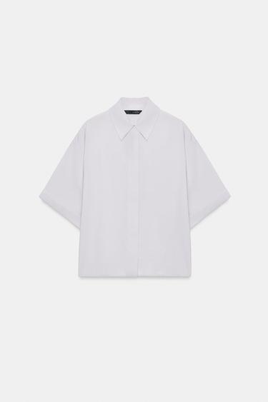 CAMISA FLUIDA MANGA CORTA - Malva claro de Zara - Imagen 0