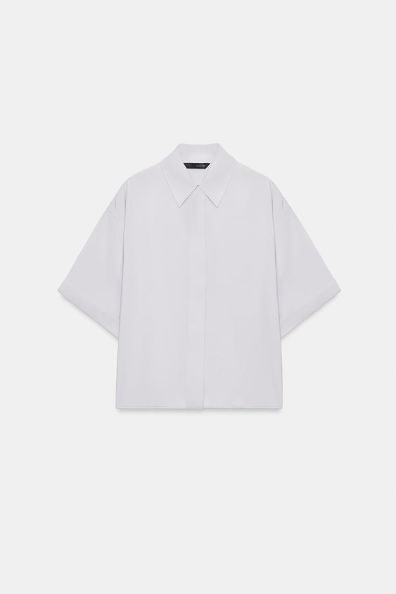 CAMISA FLUIDA MANGA CORTA - Malva claro de Zara - Imagen 0