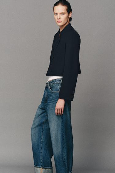 ZW COLLECTION CROPPED BLAZER - Navy blue by Zara