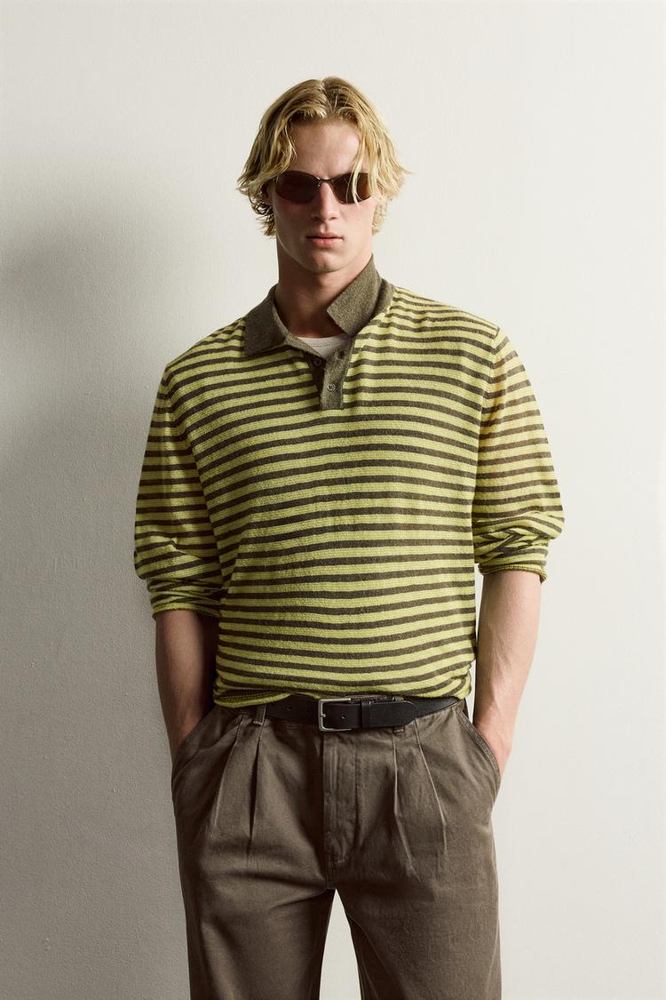 STRIPED JACQUARD KNIT POLO