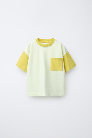Zara 拼色 T 恤 - 黃色 - 圖片 0