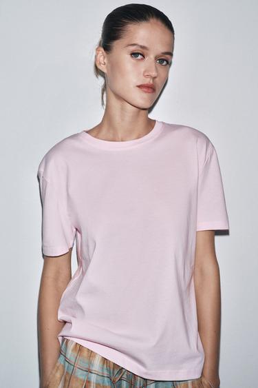 Zara BASIC COTTON T-SHIRT - Pink