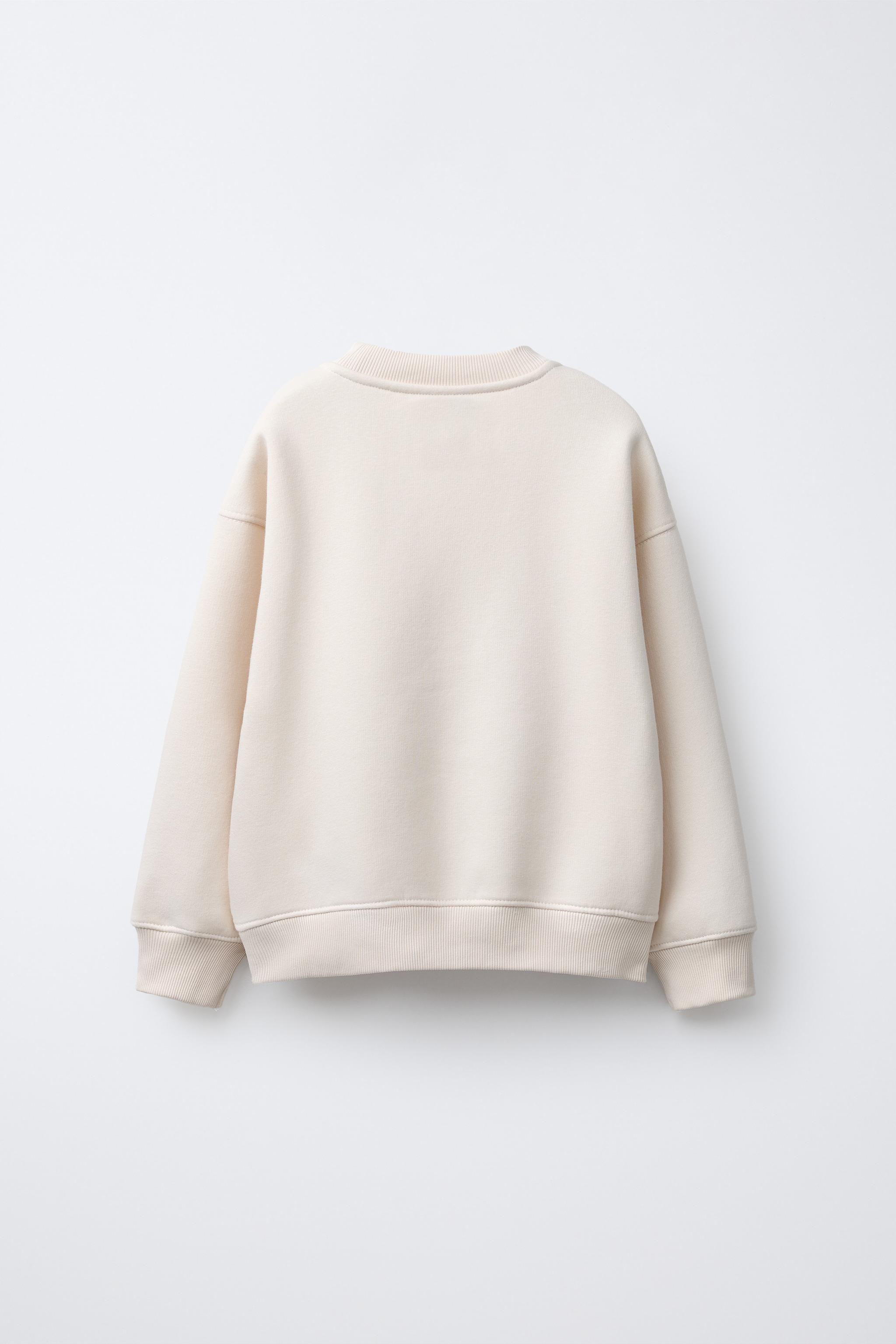 RHINESTONE TEXT SWEATSHIRT - Ecru | ZARA United States