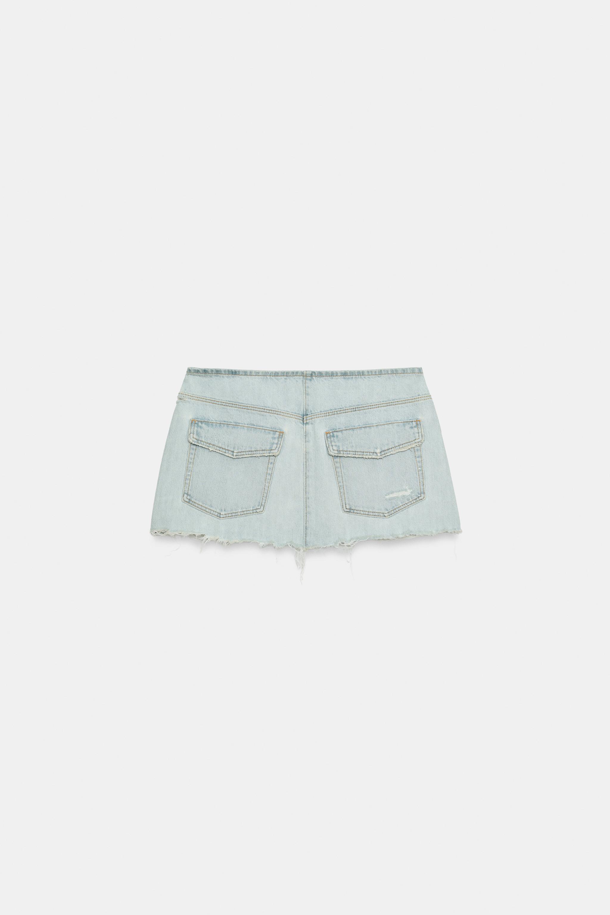 TRF RIPPED DENIM MINI SKIRT