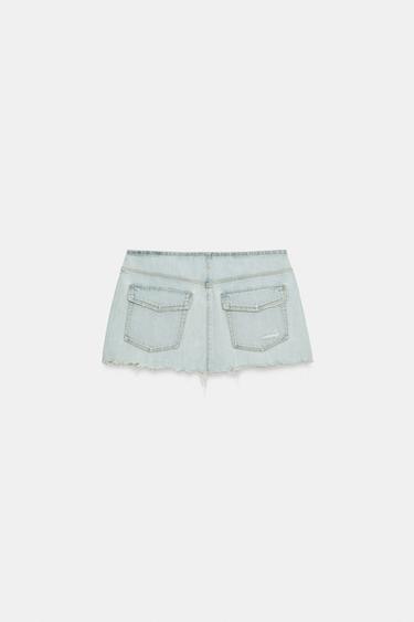 TRF RIPPED DENIM MINI SKIRT - Blue by Zara - Image 4