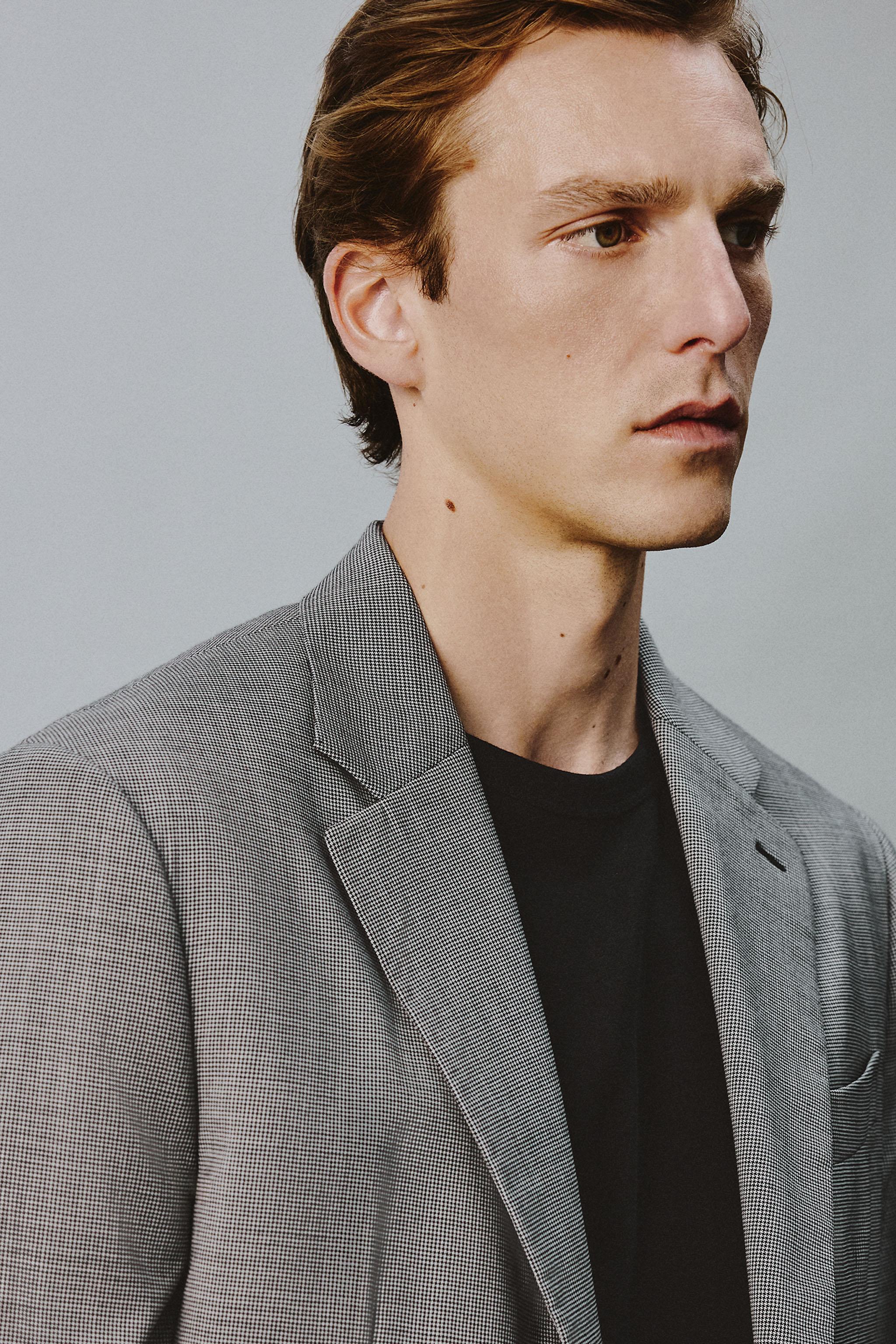 PLAID WOOL BLEND SUIT JACKET