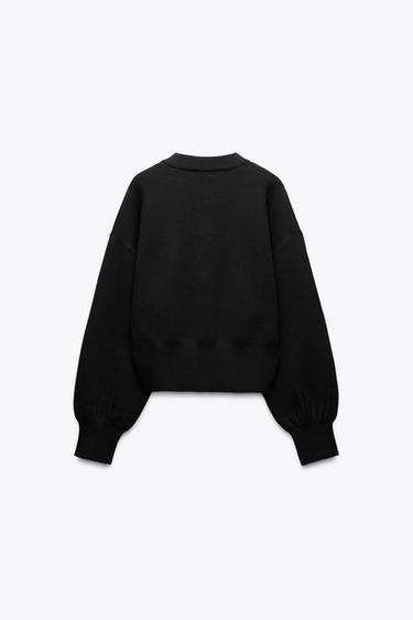 GILET EN MAILLE À GROS BOUTONS - Noir de Zara - Image 3
