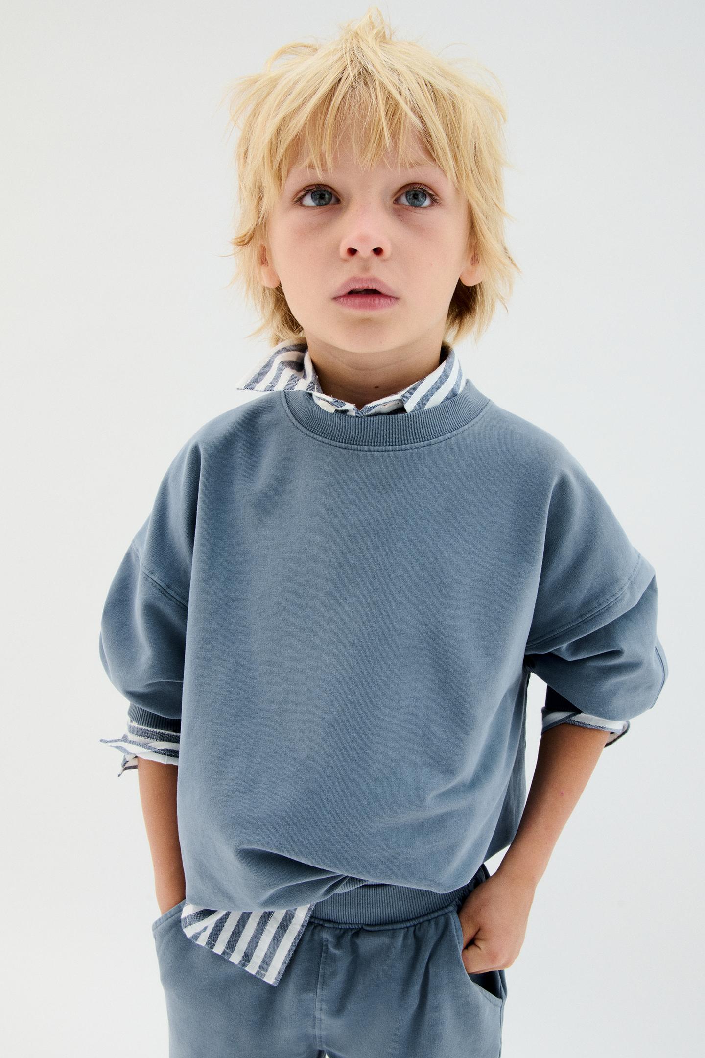 Детская толстовка Zara Plain, цвет: Синий / Индиго — фото 6