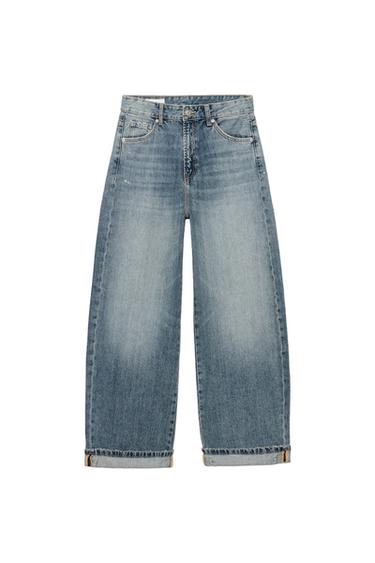 TRF BAGGY FOLDED MID-WAIST JEANS - Light blue by Zara