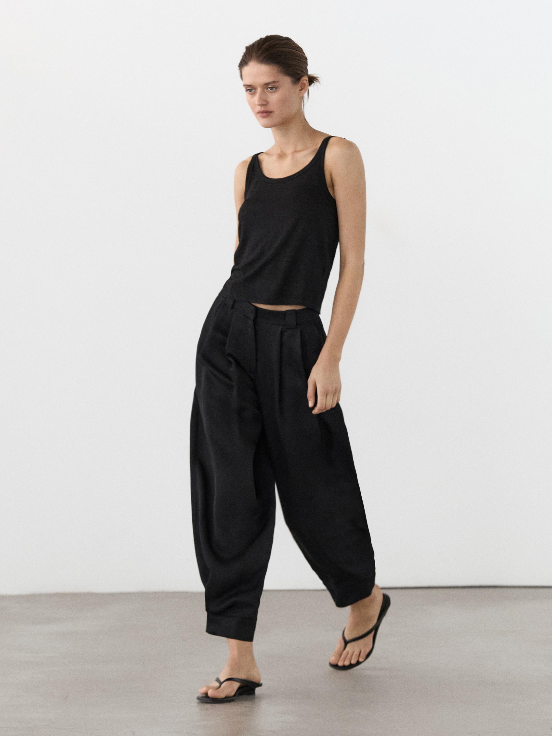 Linen blend strappy top