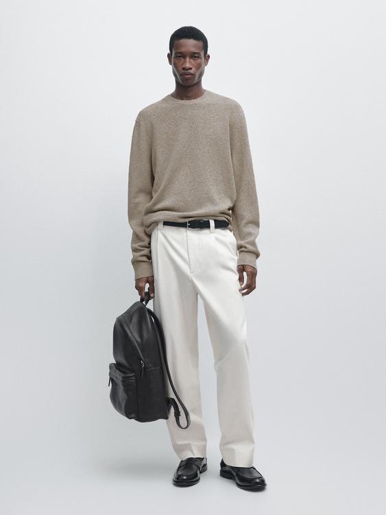 Cotton and linen mouliné knit sweater