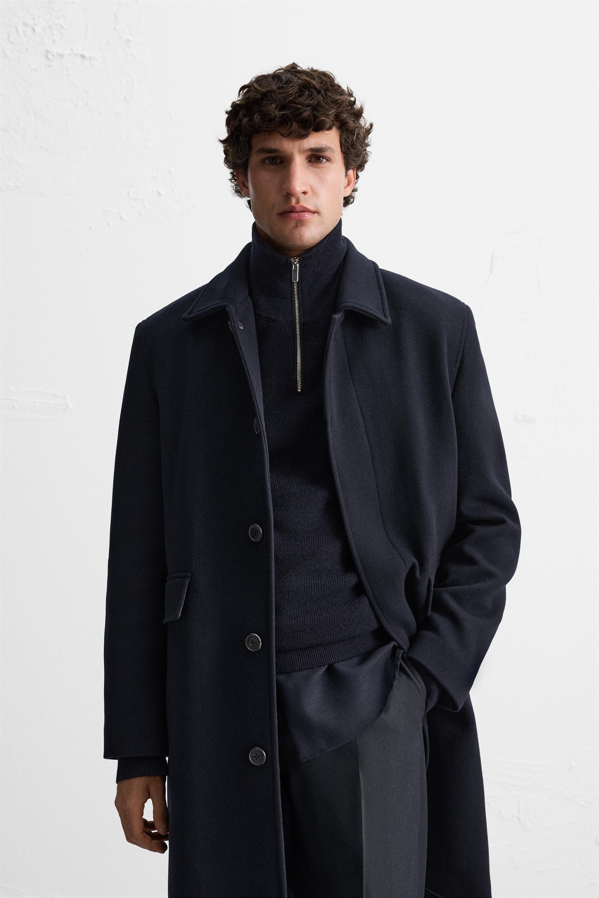 Navy coat zara best sale