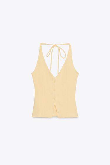 TOP CHALECO TEXTURA - Amarillo de Zara