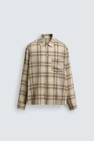 CHEMISE RELAXED FIT À CARREAUX - Sable de Zara - Image 6