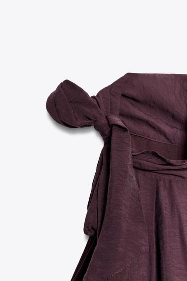 BOW DETAIL PUFF TOP - Dark aubergine by Zara - Image 6
