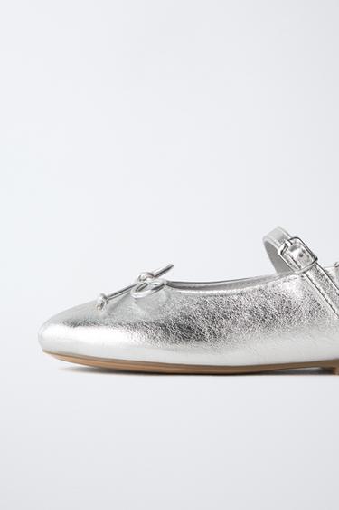 METALLIC SLINGBACK BALLET FLATS - Silver by Zara - Image 5