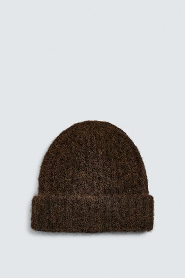 STRUCTURED KNIT BEANIE - Brown by Zara
