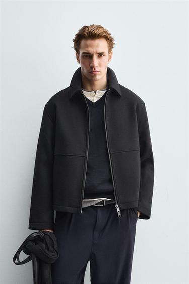 КУРТКА ИЗ РЕЛЬЕФНОЙ ТКАНИ С МОЛНИЕЙ — ЧЕРНЫЙ от Zara