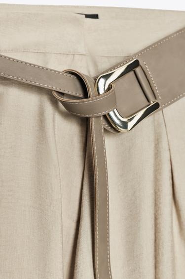RUSTIC LAYERED SKIRT WITH BELT - Light beige by Zara - Image 5