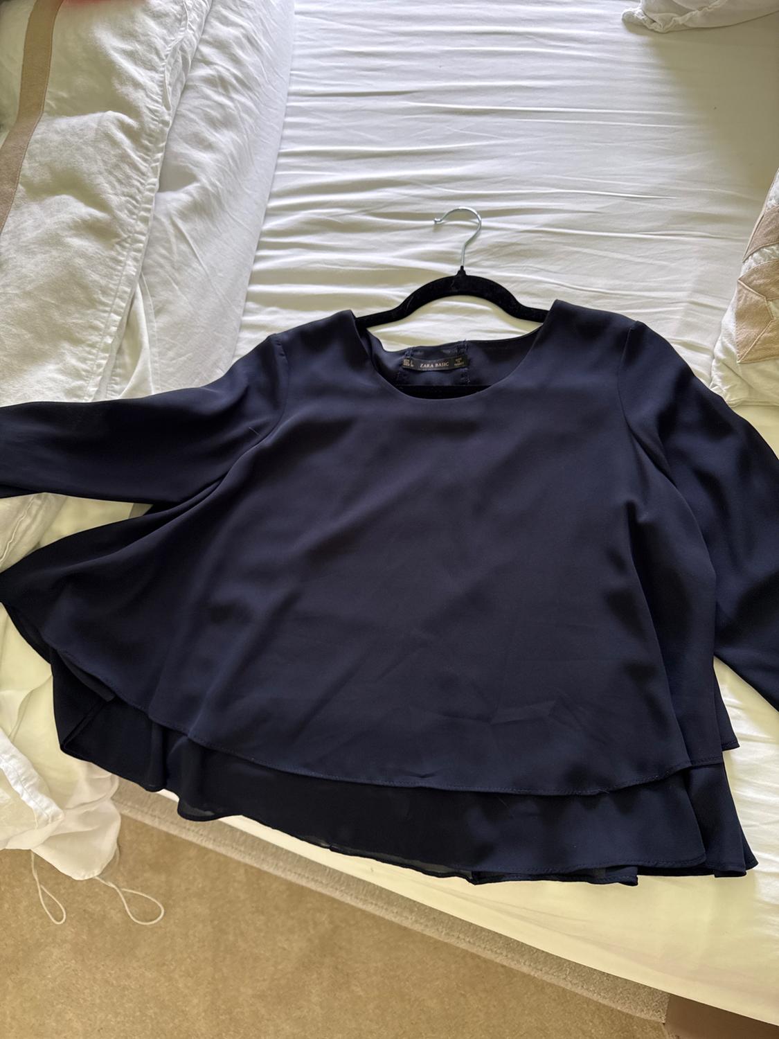 TWO LAYER HEM ZARA BASIC NAVY TOP - Image 3