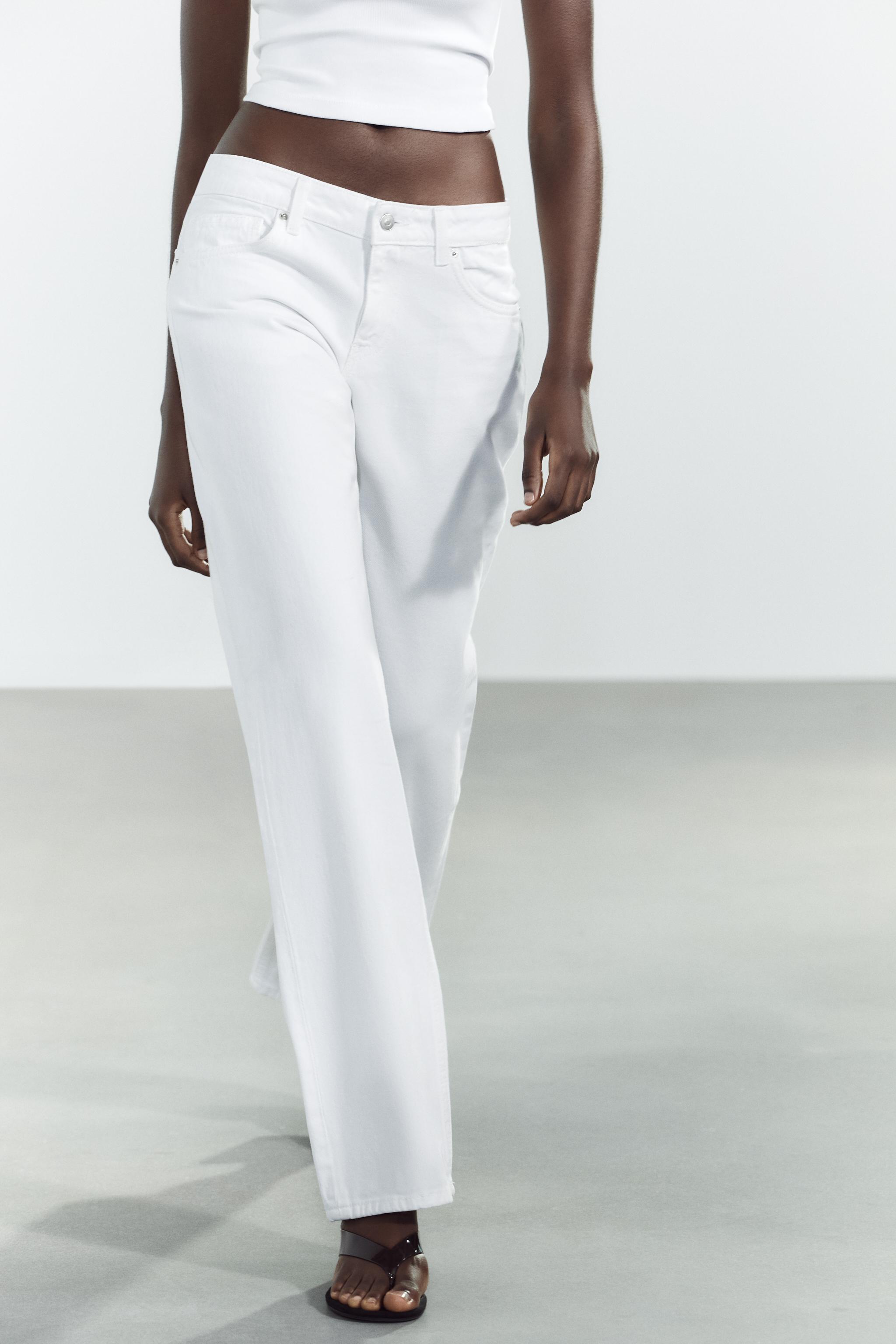 TRF WIDE-LEG LOW-RISE JEANS White ZARA United Kingdom